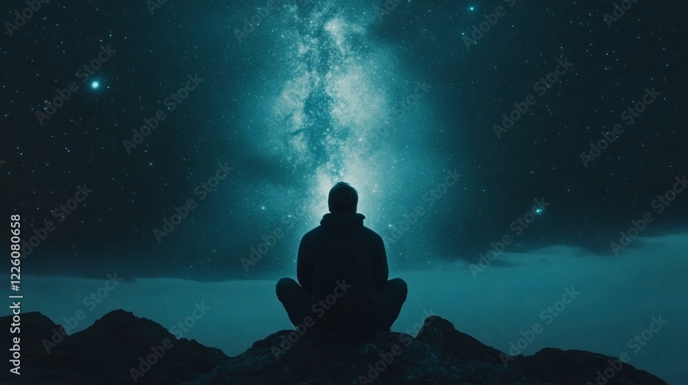 Contemplation Under the Milky Way A Silhouette of Solitude and Wonder Contemplation Under the Milky Way A Silhouette of Solitude and Wonder