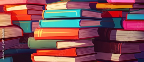 Wallpaper Mural Vibrant Vertical Stack of Colorful Books for Learning and Education Torontodigital.ca