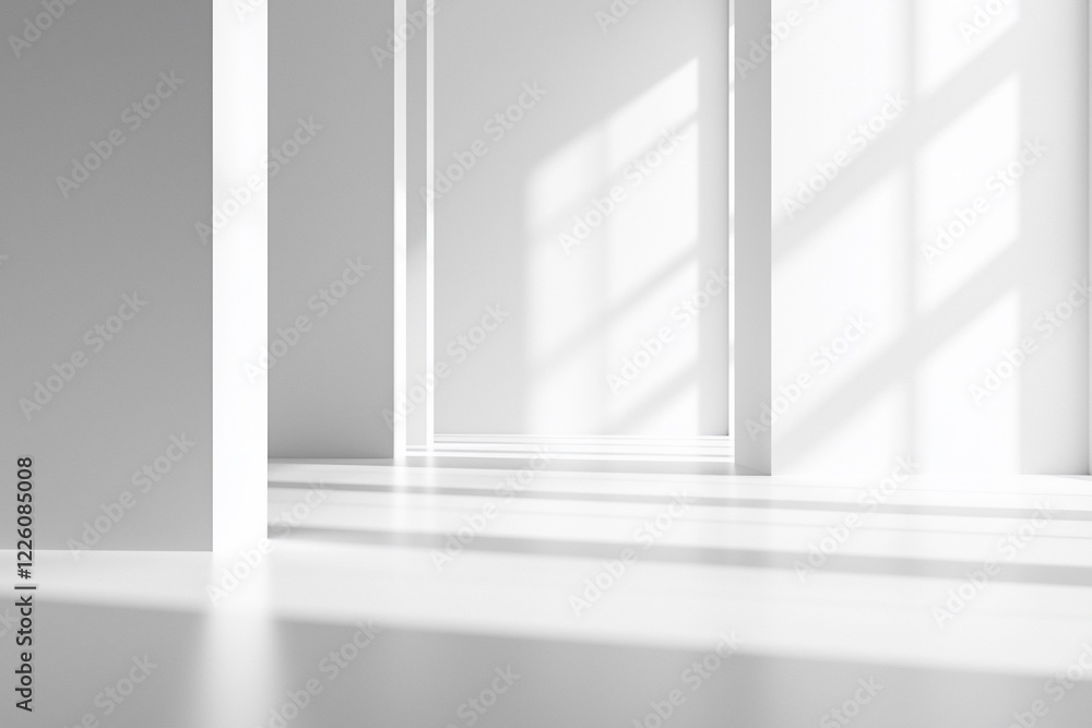 Fototapeta premium Minimalistic interior space with light reflections and shadows creating a serene atmosphere