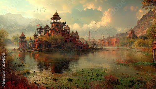 Wallpaper Mural Engaging Visual Interpretation of Kashmir's Ancient Heritage  Torontodigital.ca