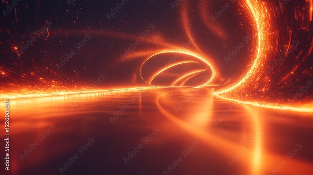 Obraz premium Abstract fiery tunnel glowing path cosmic scene