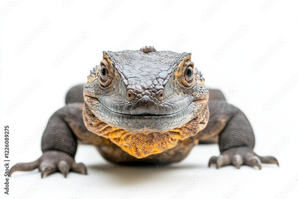 Obraz premium Close-up of a lizard against a white background.