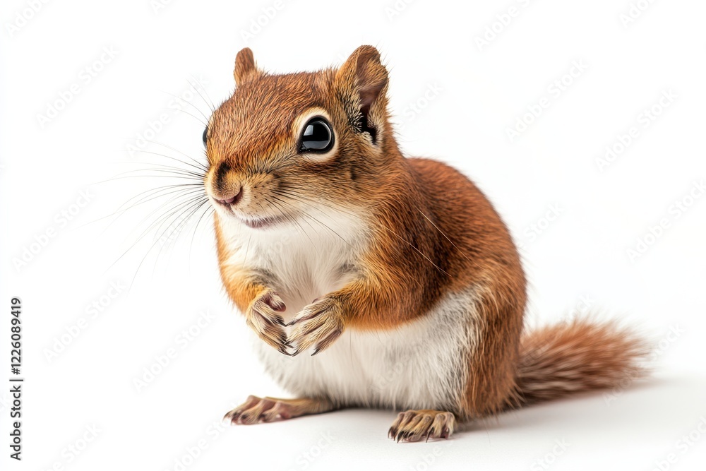 Adorable red squirrel posing on white background Adorable red squirrel posing on white background