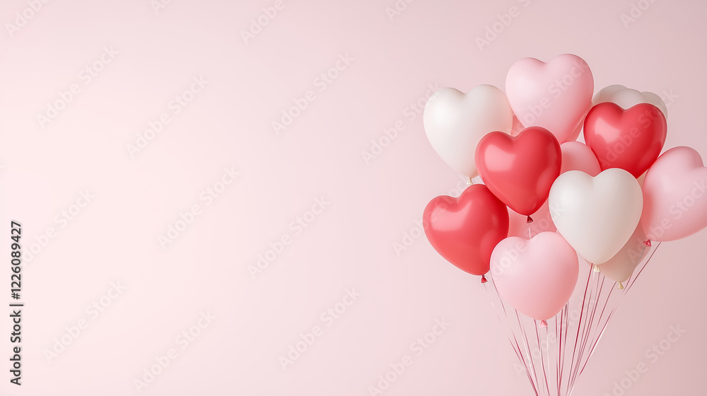 custom made wallpaper toronto digitalA bunch of heart-shaped balloons in red, pink, and white on a soft pastel background.