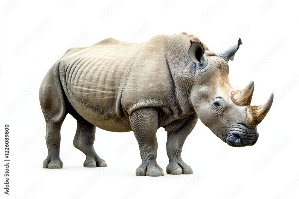 Fototapeta premium Majestic rhinoceros isolated on white.