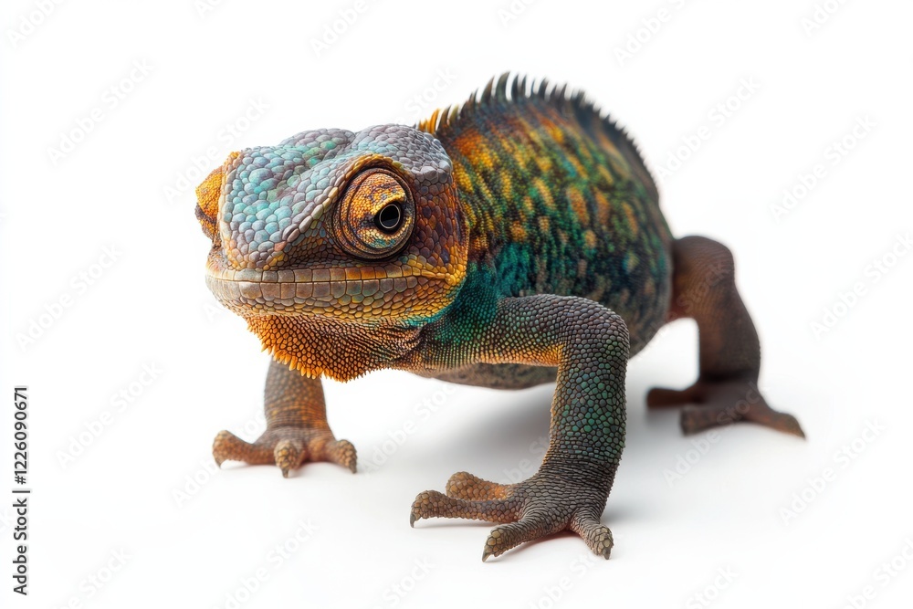 Obraz premium Vibrant chameleon on white background