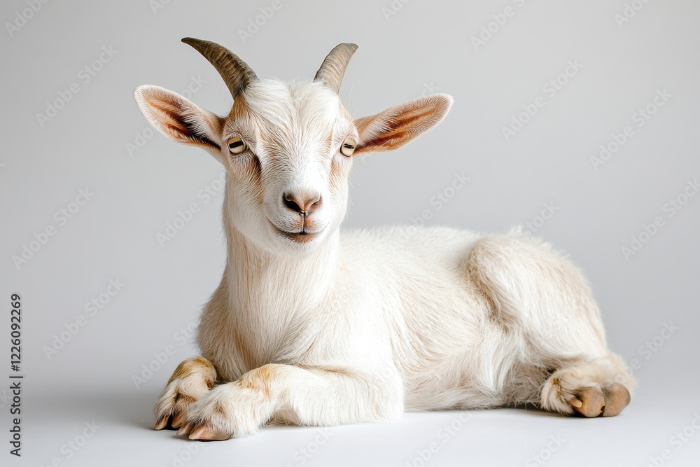 Adorable young goat resting peacefully. Adorable young goat resting peacefully.