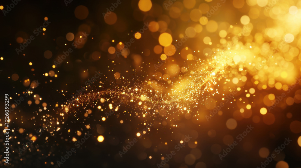 Golden bokeh lights create magical, sparkling background with shimmering particles. This enchanting scene evokes sense of wonder and celebration Golden bokeh lights create magical, sparkling background with shimmering particles. This enchanting scene evokes sense of wonder and celebration