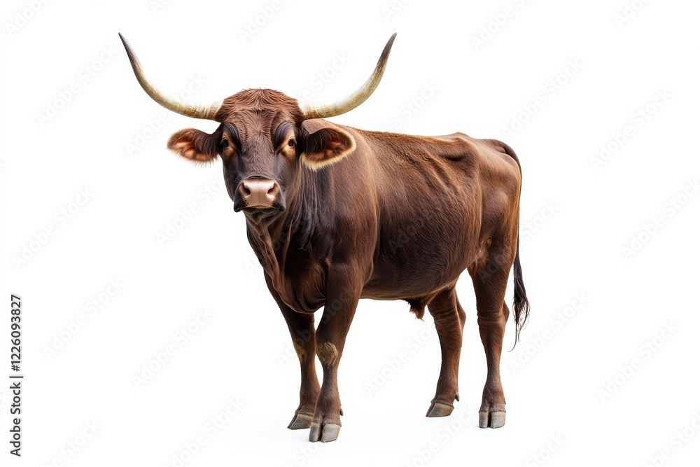 Majestic brown bull, isolated on white Majestic brown bull, isolated on white