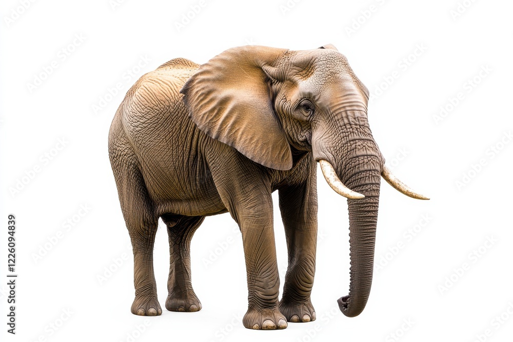 Obraz premium Majestic African elephant isolated on white.
