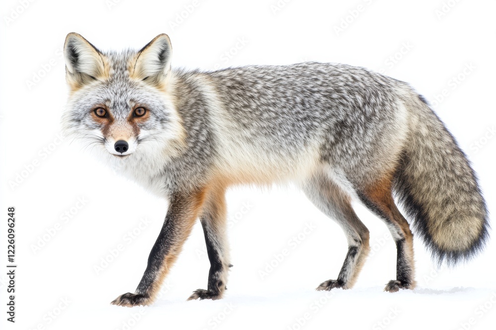 Fototapeta premium Gray fox in winter wonderland