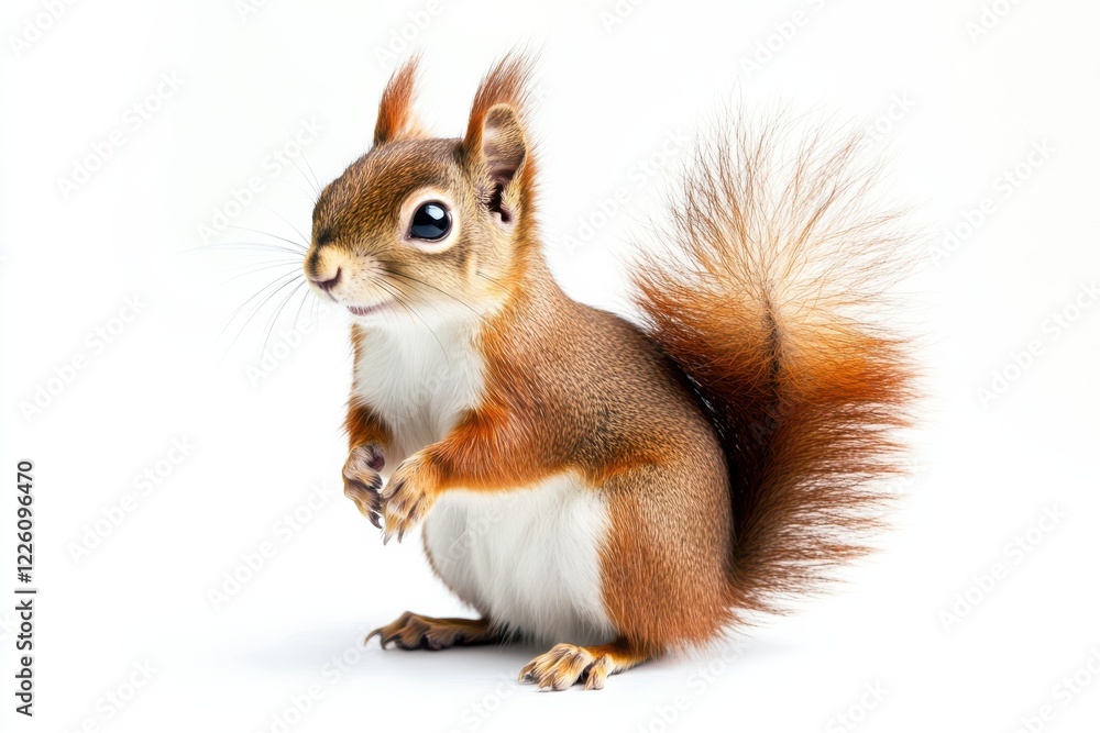 Adorable red squirrel posing on white background Adorable red squirrel posing on white background