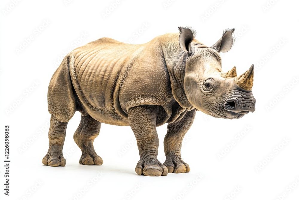 Fototapeta premium Young rhinoceros, isolated on white background.
