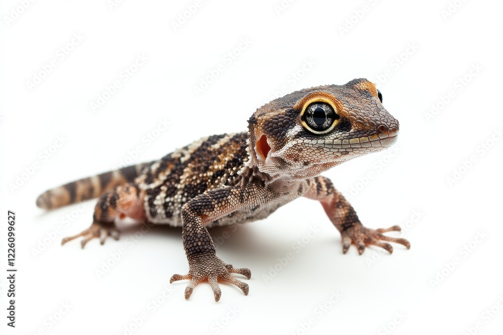Close-up of a small reptile on white background Close-up of a small reptile on white background
