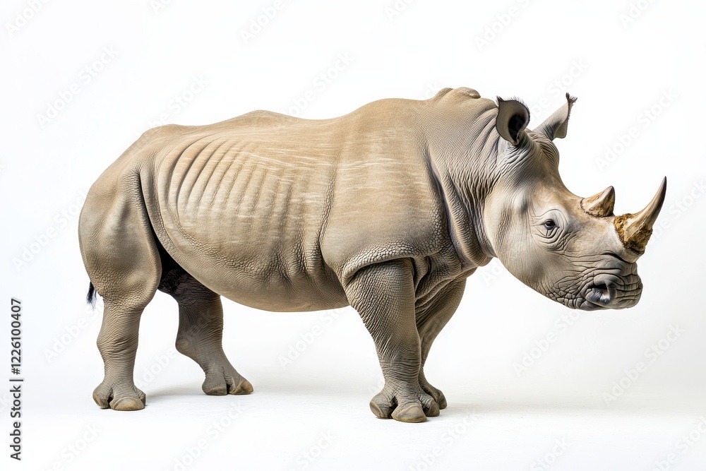 Fototapeta premium Majestic white rhinoceros on white background.