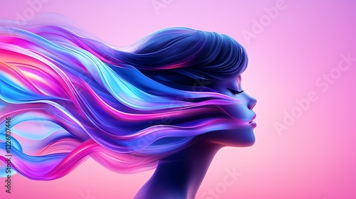 Wallpaper Mural Abstract Woman Profile With Flowing Colorful Hair Torontodigital.ca