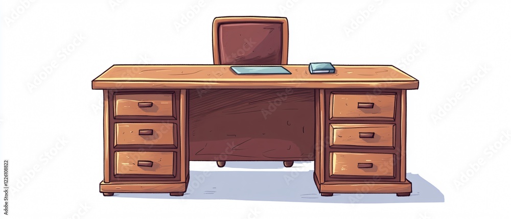 Fototapeta premium Creative Cartoon Office Desk Vector Illustration for Business Websites and Marketing Collateral