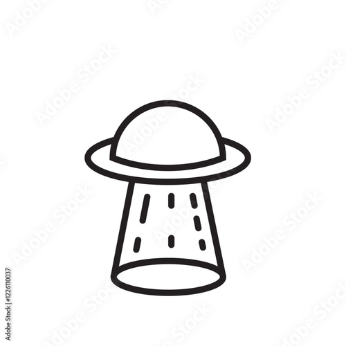 flat ufo icon isolated on white