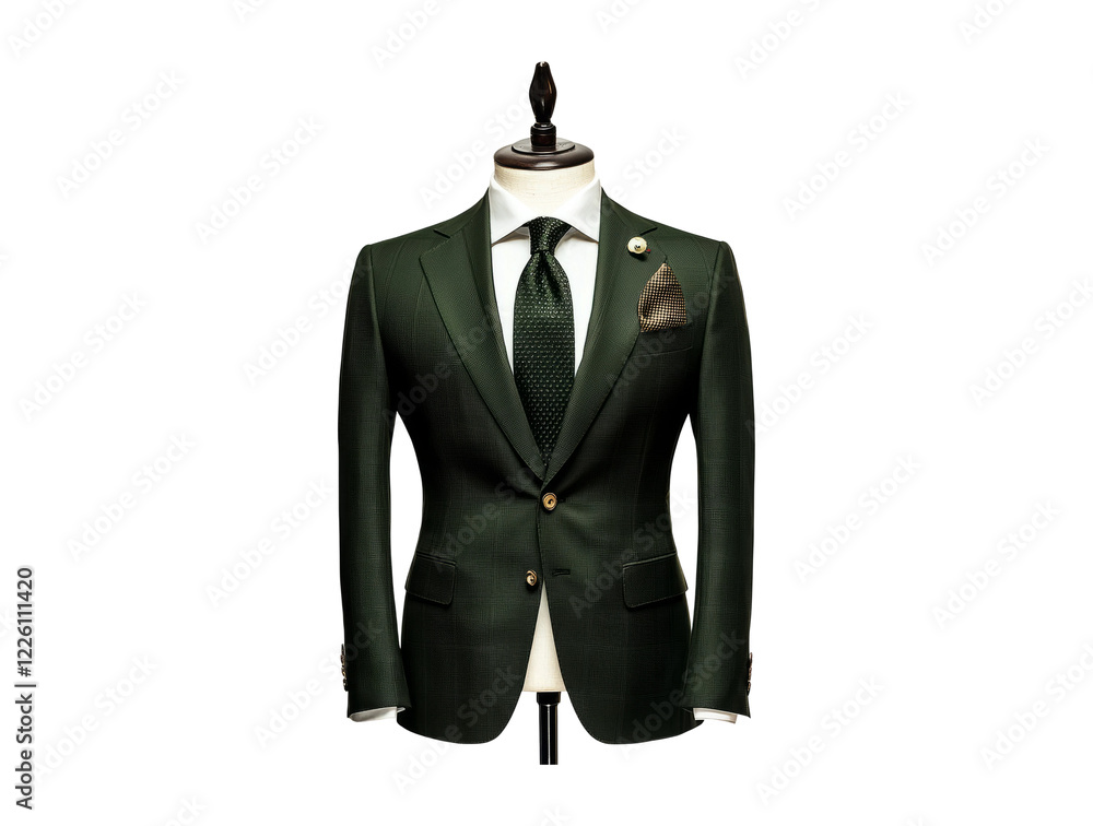 Elegant Dark Green Suit on Transparent Background Elegant Dark Green Suit on Transparent Background