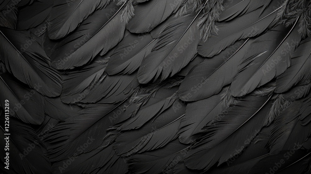 Dark feathers texture background, abstract design Dark feathers texture background, abstract design