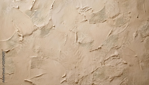 Closeup Detail of a Worn Beige Plaster Wall Texture, Showcasing Timeworn Grain and Layers in an Antique Interior Setting, Capturing the Patina of Age and History.