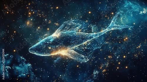 Wallpaper Mural Galactic swim digital representation of a fish in cosmic space abstract art outer space sci-fi concept Torontodigital.ca