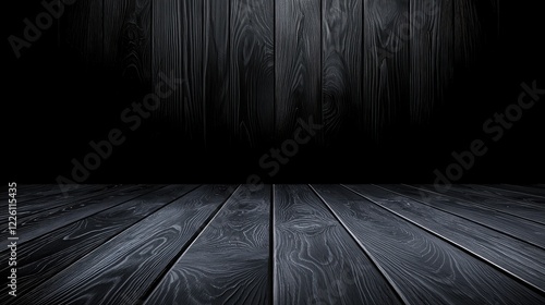 Dark wooden floor and wall background photo