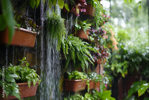 Hanging Garden with Vines Cascading from Above: A Vertical Oasis