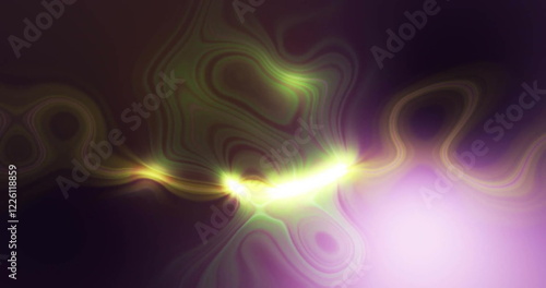 Image of glowing light trails moving over black background photo