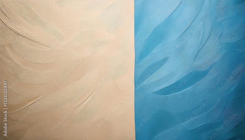 Twotone Textured Backdrop Beige and Light Blue Sections Forming a Captivating Visual Balance, Ideal for Modern Interior Design or Artful Branding. Twotone Textured Backdrop Beige and Light Blue Sections Forming a Captivating Visual Balance, Ideal for Modern Interior Design or Artful Branding.