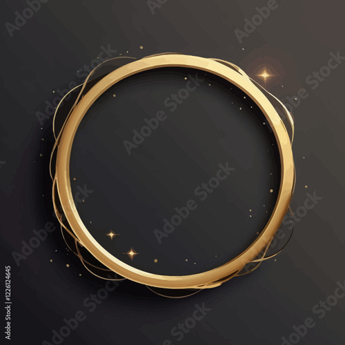 Gold, metal circle frames 3d vector realistic illustration. First, second and third place medals or buttons isolated on black background. Certified. Quality blank, empty badge set.