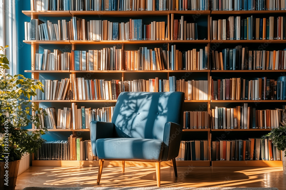 Home Library with Shelves Neatly Arranged Featuring an Array of Books Home Library with Shelves Neatly Arranged Featuring an Array of Books