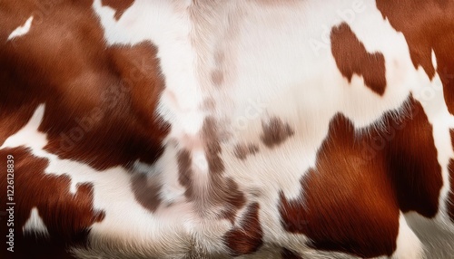 Striking Cowhide Texture Realistic Vibrant Brown and White Patterned Hide in Seamless Design, Captured on at3 photo