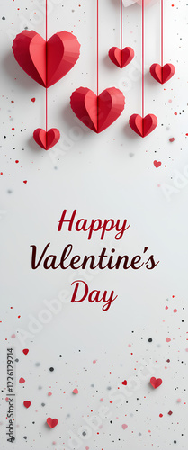 Wallpaper Mural Red and Pink Hearts in a Romantic Happy Valentine's Day Card Design on White Background Torontodigital.ca