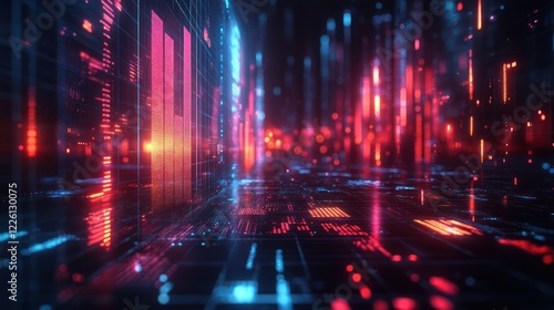 Wallpaper Mural Digital Cityscape: Neon Lights and Data Streams Torontodigital.ca