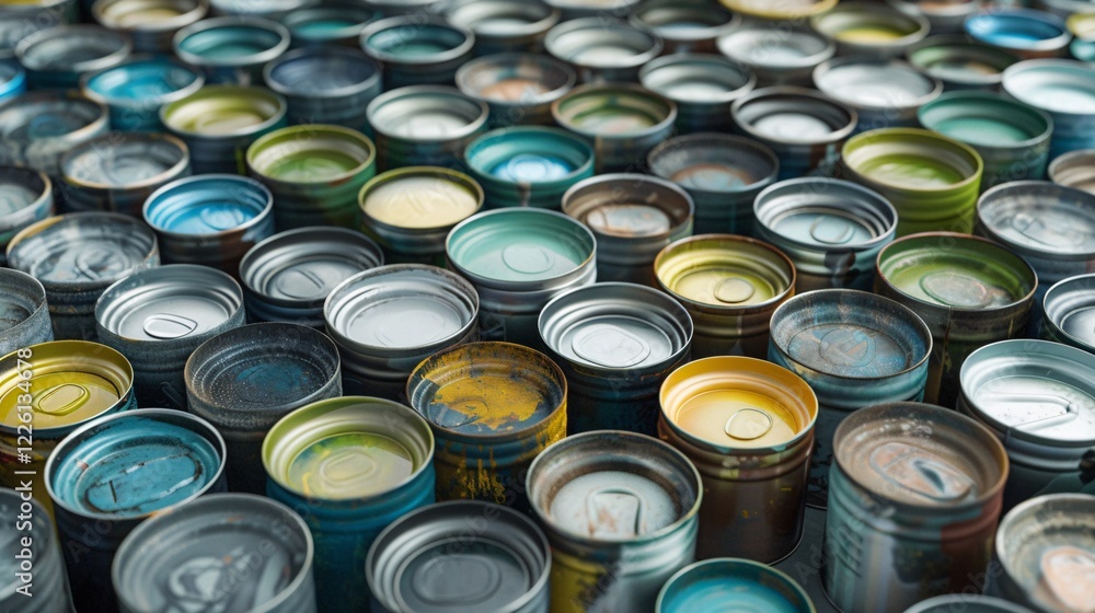 Vibrant paint cans create a stunning backdrop Vibrant paint cans create a stunning backdrop