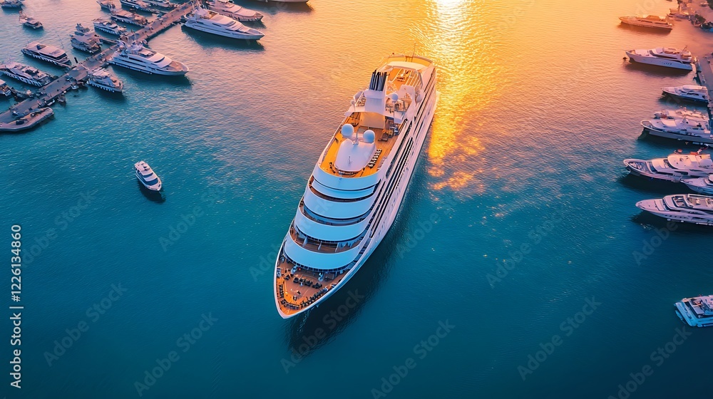 Fototapeta premium Luxury Cruise Ship at Sunset