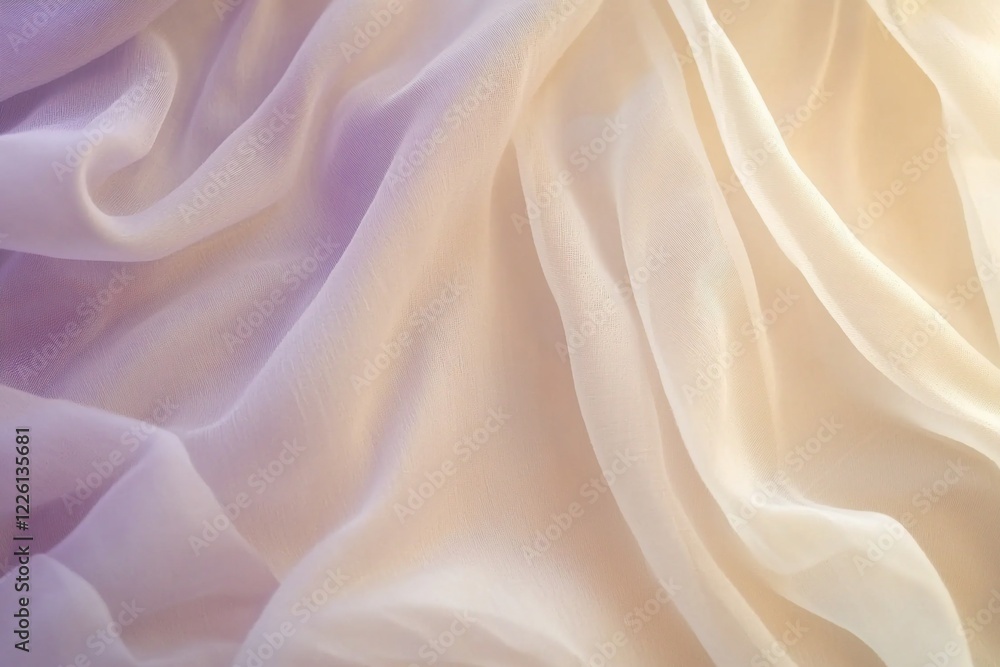 Fototapeta premium Soft, flowing fabric draped elegantly, showcasing delicate textures and light hues in a serene setting