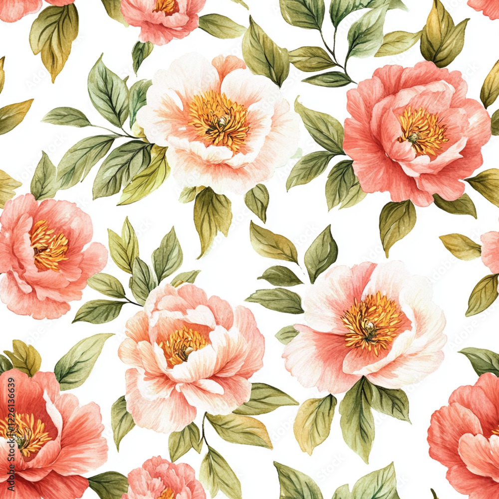 Peony Seamless Pattern Digital Paper - Floral Design Background Peony Seamless Pattern Digital Paper - Floral Design Background