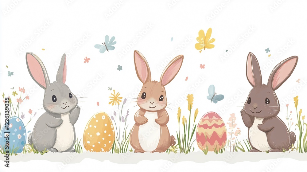 Fototapeta premium Adorable Easter Bunny Character Illustration for Holiday Designs