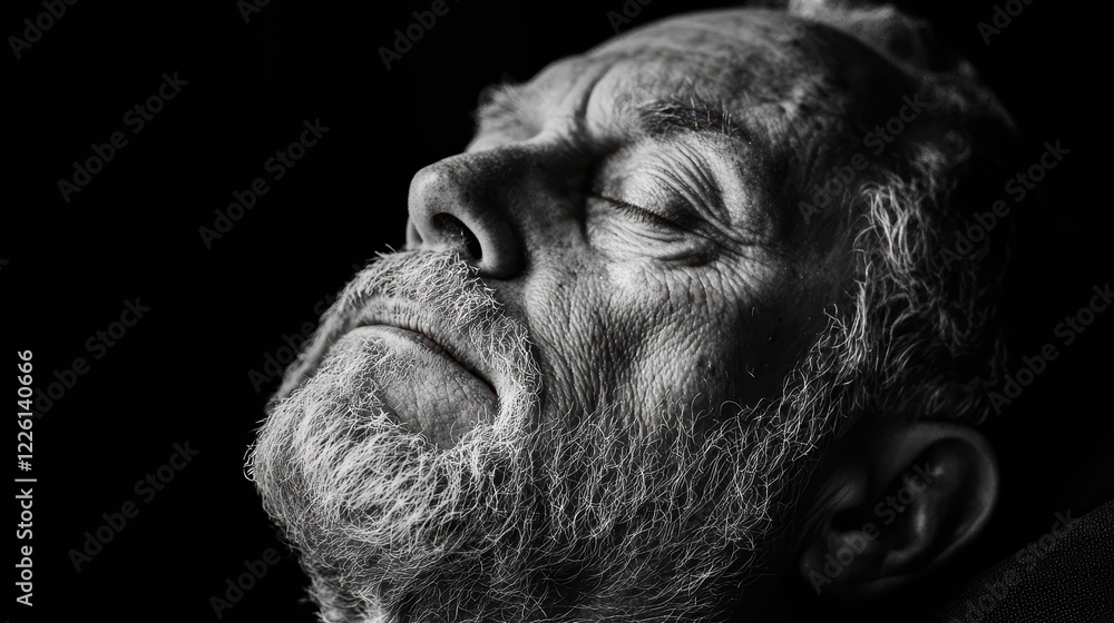 Portrait of an Older Man with Eyes Closed and Expression of Peace Portrait of an Older Man with Eyes Closed and Expression of Peace