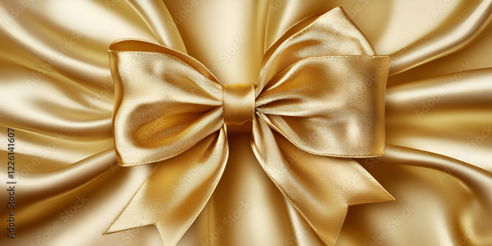 Golden Gift Box with Large Satin Bow Golden Gift Box with Large Satin Bow