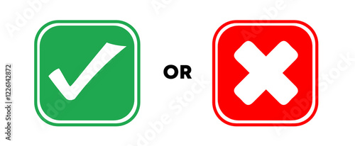 True or False icons. Isolated on transparent background. 