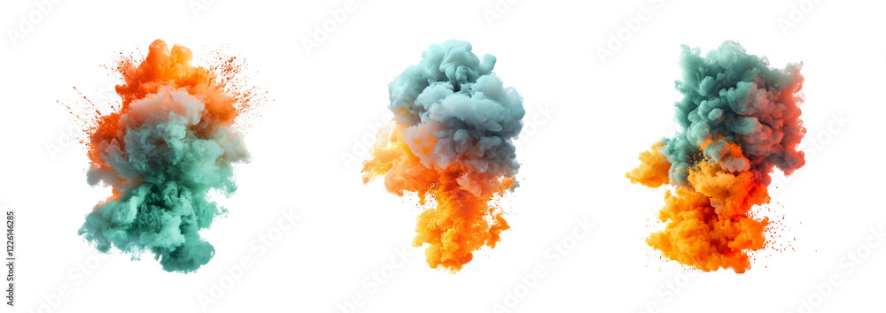 Obraz premium Colorful Smoke Cloud on Transparent Background