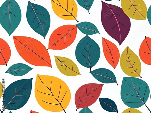 Vibrant Leaf Minimalist Pattern Backgrounds - AI Art