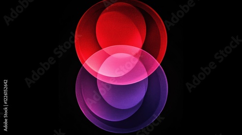 Abstract glowing circles, dark background, vibrant colors, design element