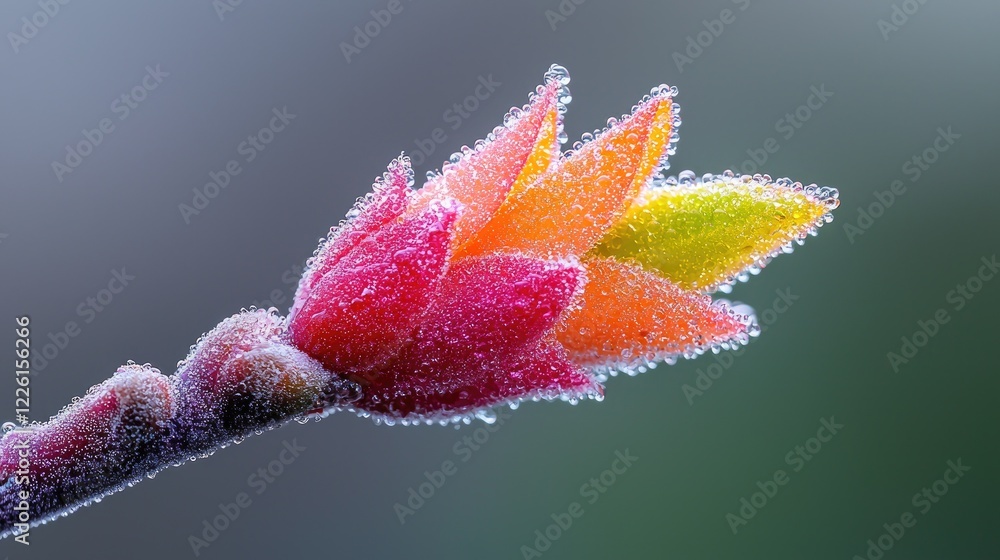Frosted Spring Bud Closeup; Nature's Delicate Beauty; Macro Photography; Botanical Wallpaper Frosted Spring Bud Closeup; Nature's Delicate Beauty; Macro Photography; Botanical Wallpaper