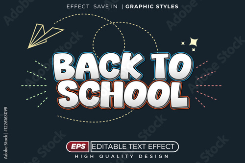 Editable 3d text effect back to school