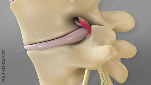 Herniated Disc Bulging Nerve Pinched Flexion 3D Loopable