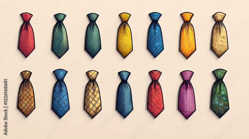 A Collection Of Twelve Stylish Neckties Displayed A Collection Of Twelve Stylish Neckties Displayed